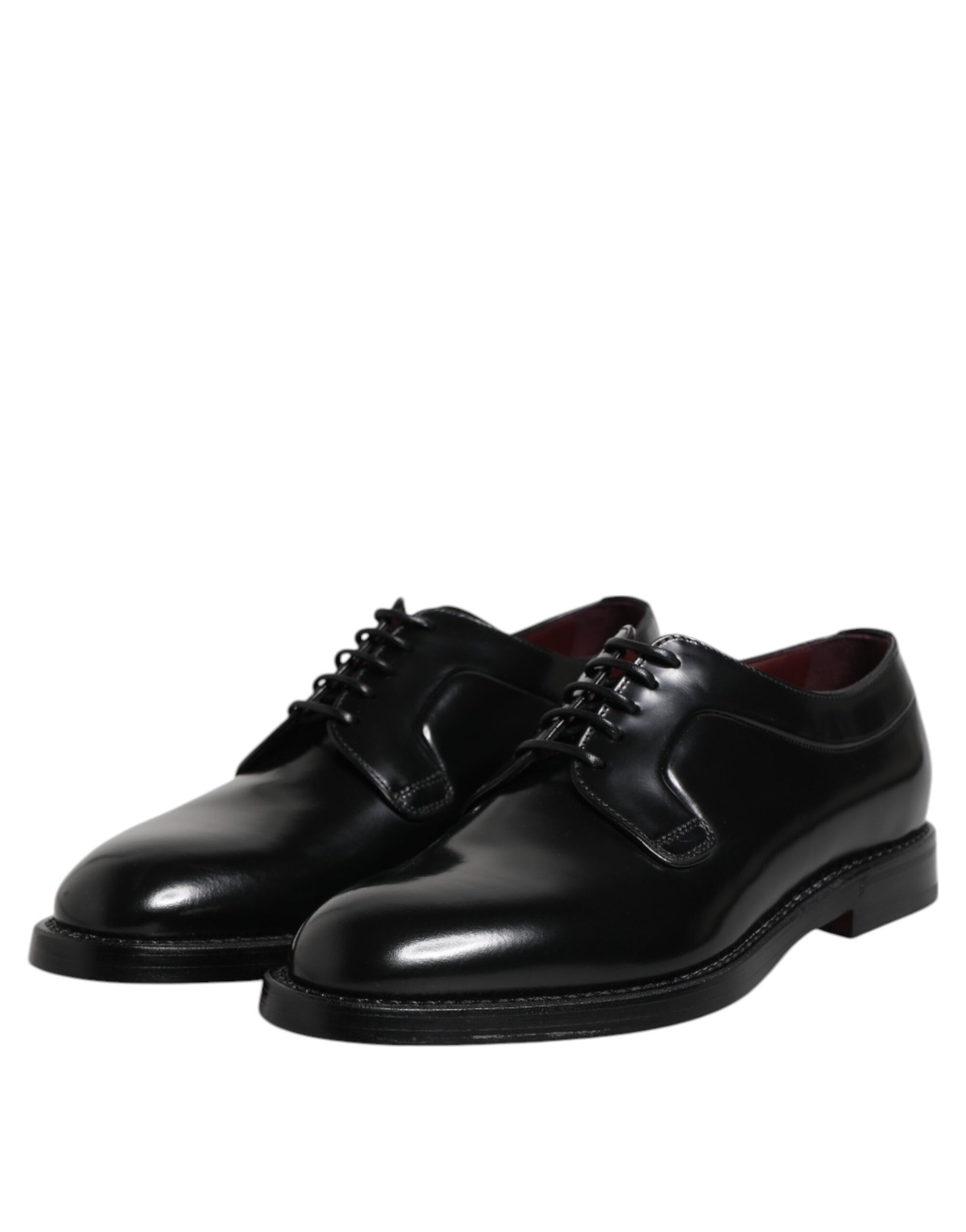 Dolce & Gabbana Black Calf Leather Lace-Up Derby Formal Shoes