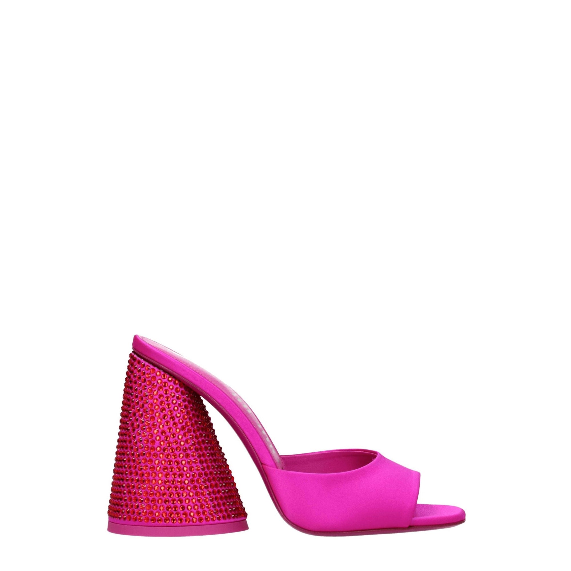 The Attico Luz Rhinestone Embellished Heeled Mule Sandals - Fuchsia Pink
