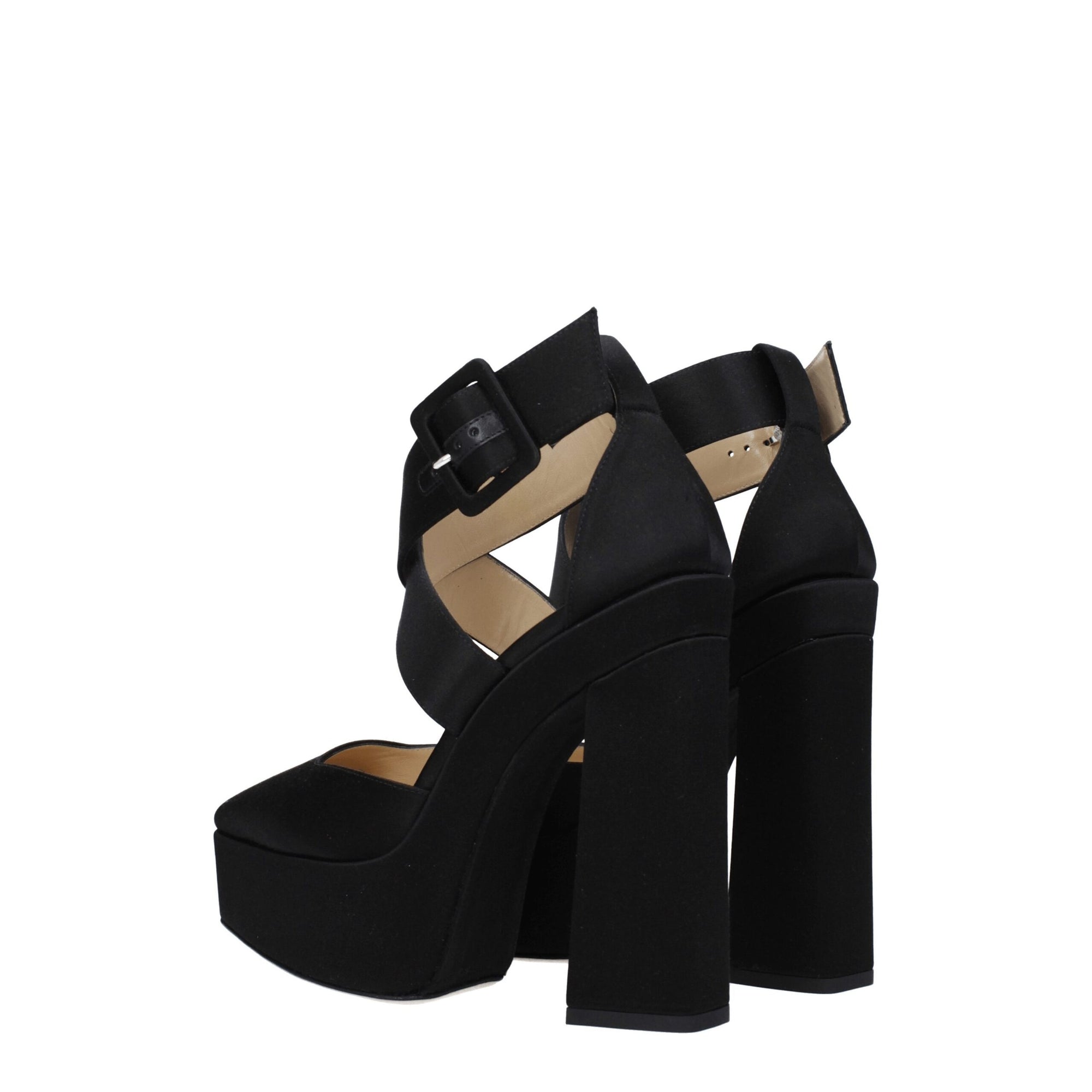 Jimmy Choo Black Leather Platform Heeled Sandals