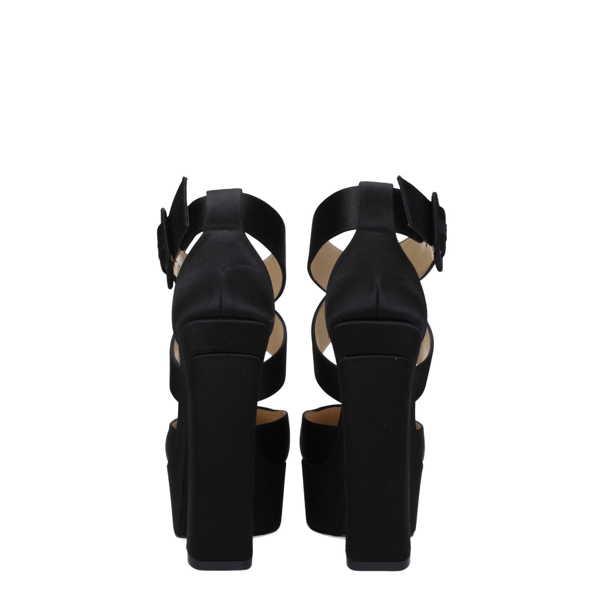 Jimmy Choo Black Leather Platform Heeled Sandals