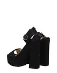 Jimmy Choo Black Satin Platform Heeled Sandals