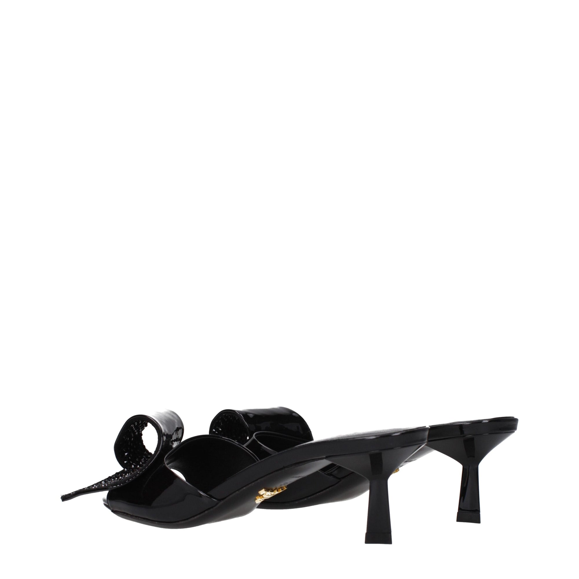 embellished knot patent leather kitten heel sandals
