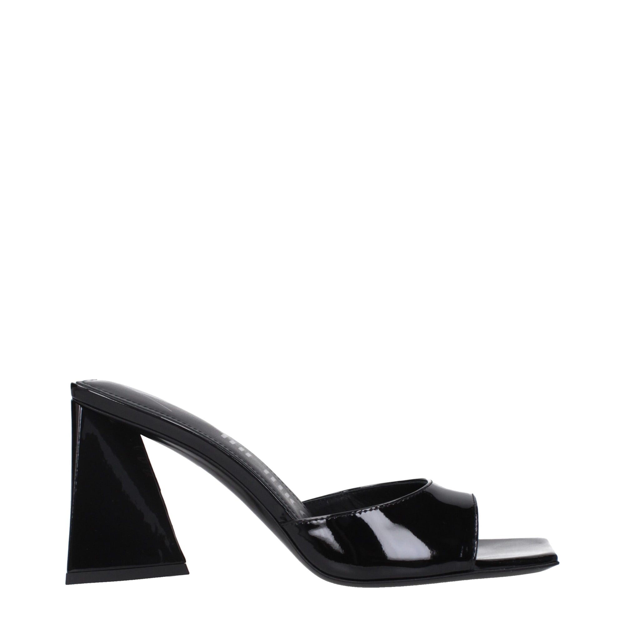 The Attico Devon Patent Leather Heeled Mule Sandals - Black