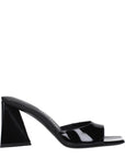 The Attico Devon Patent Leather Heeled Mule Sandals - Black