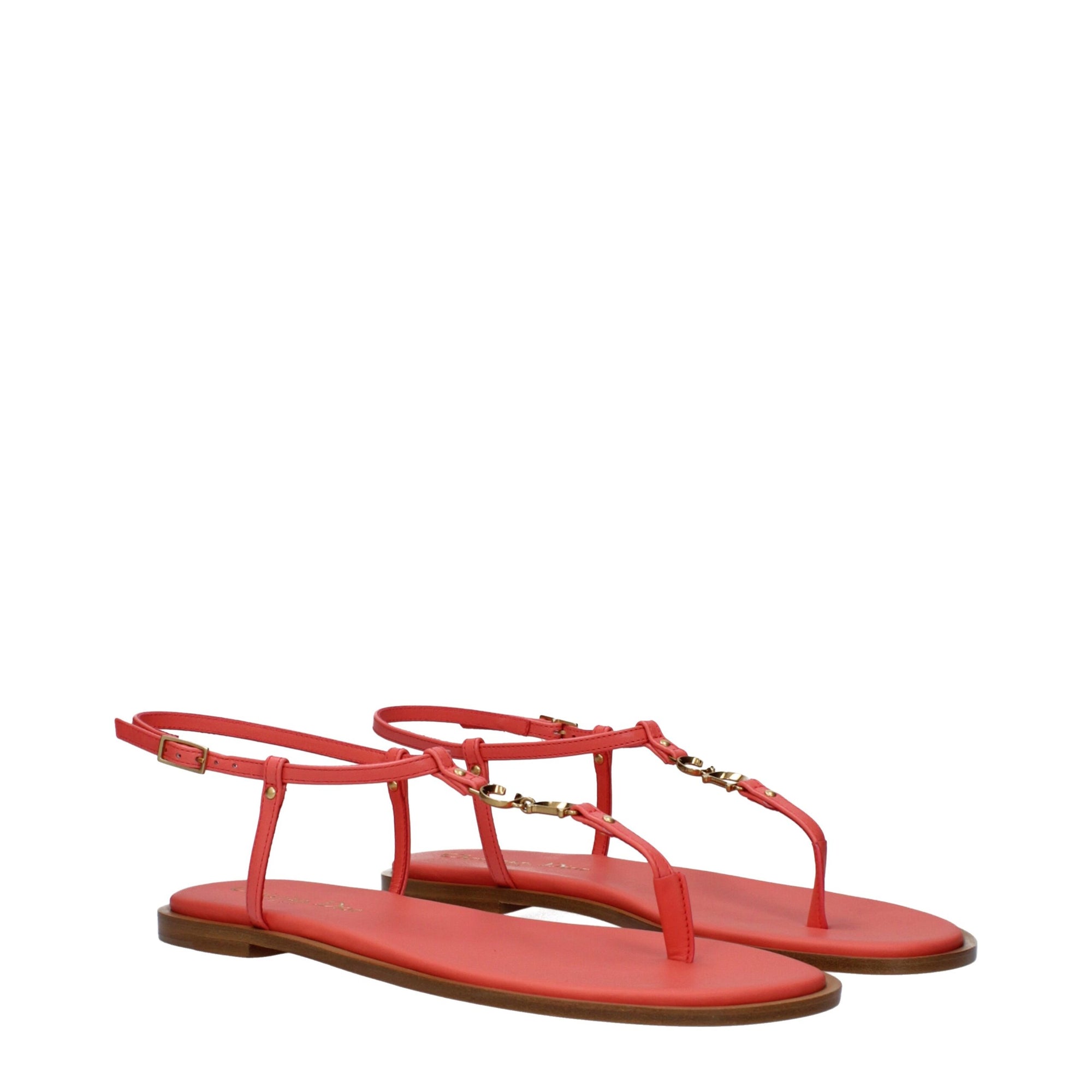 Christian Dior T-Bar Leather Sandals - Pink