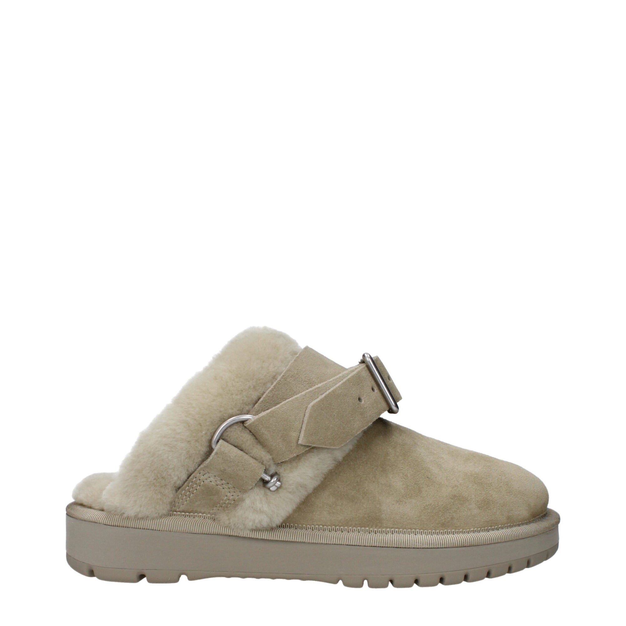 Burberry Beige Leather Plush Slippers