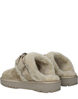 Burberry Beige Leather Plush Slippers