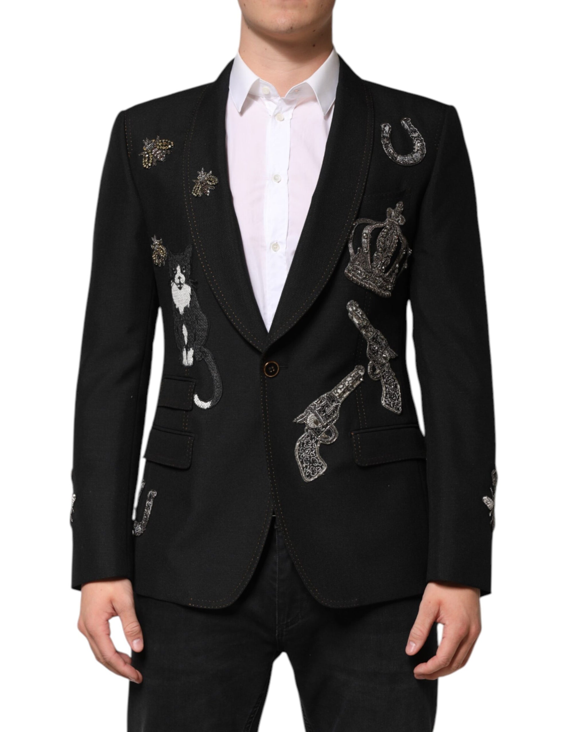 Dolce & Gabbana Embellished Suit Blazer - Black