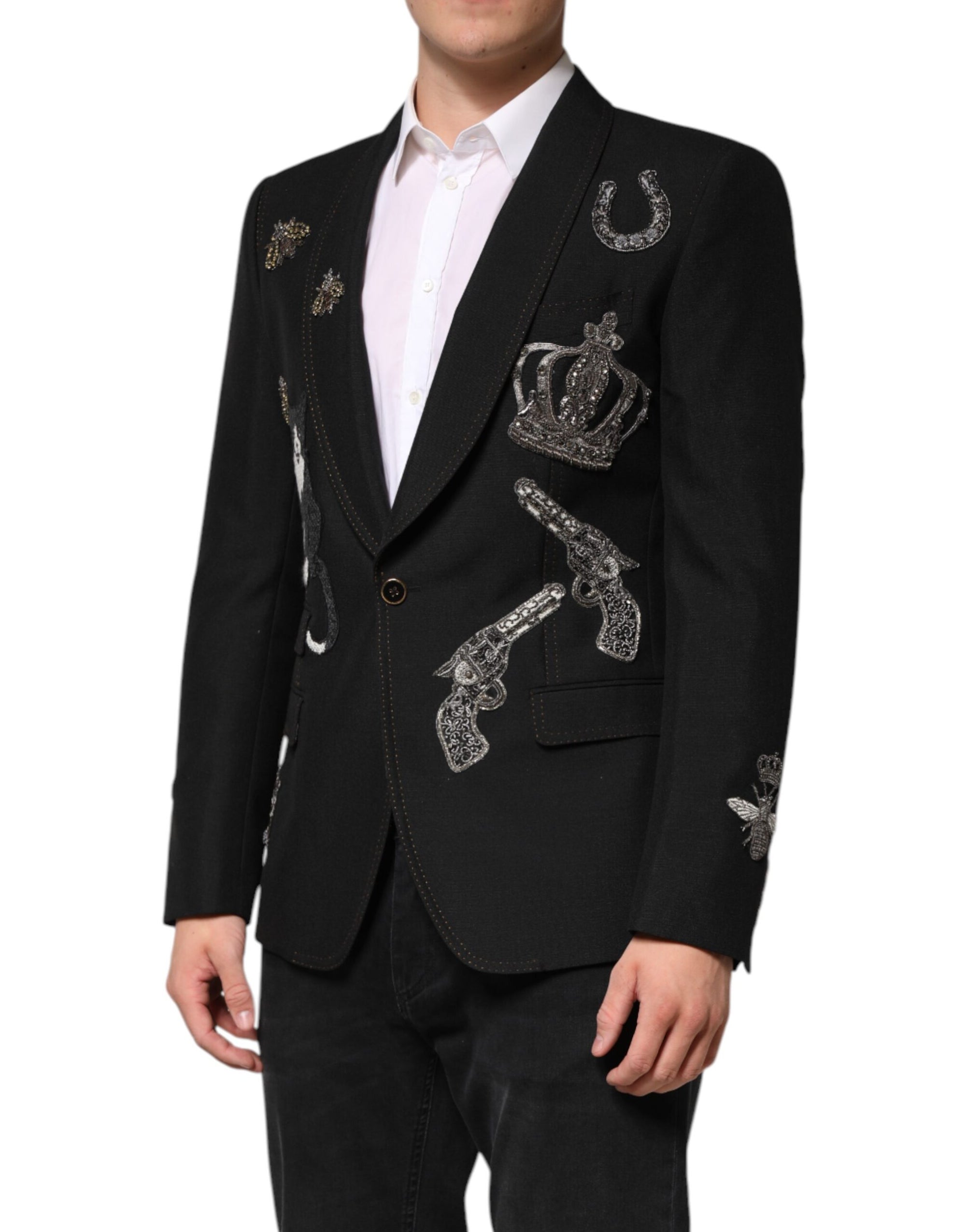 Dolce & Gabbana Embellished Suit Blazer - Black