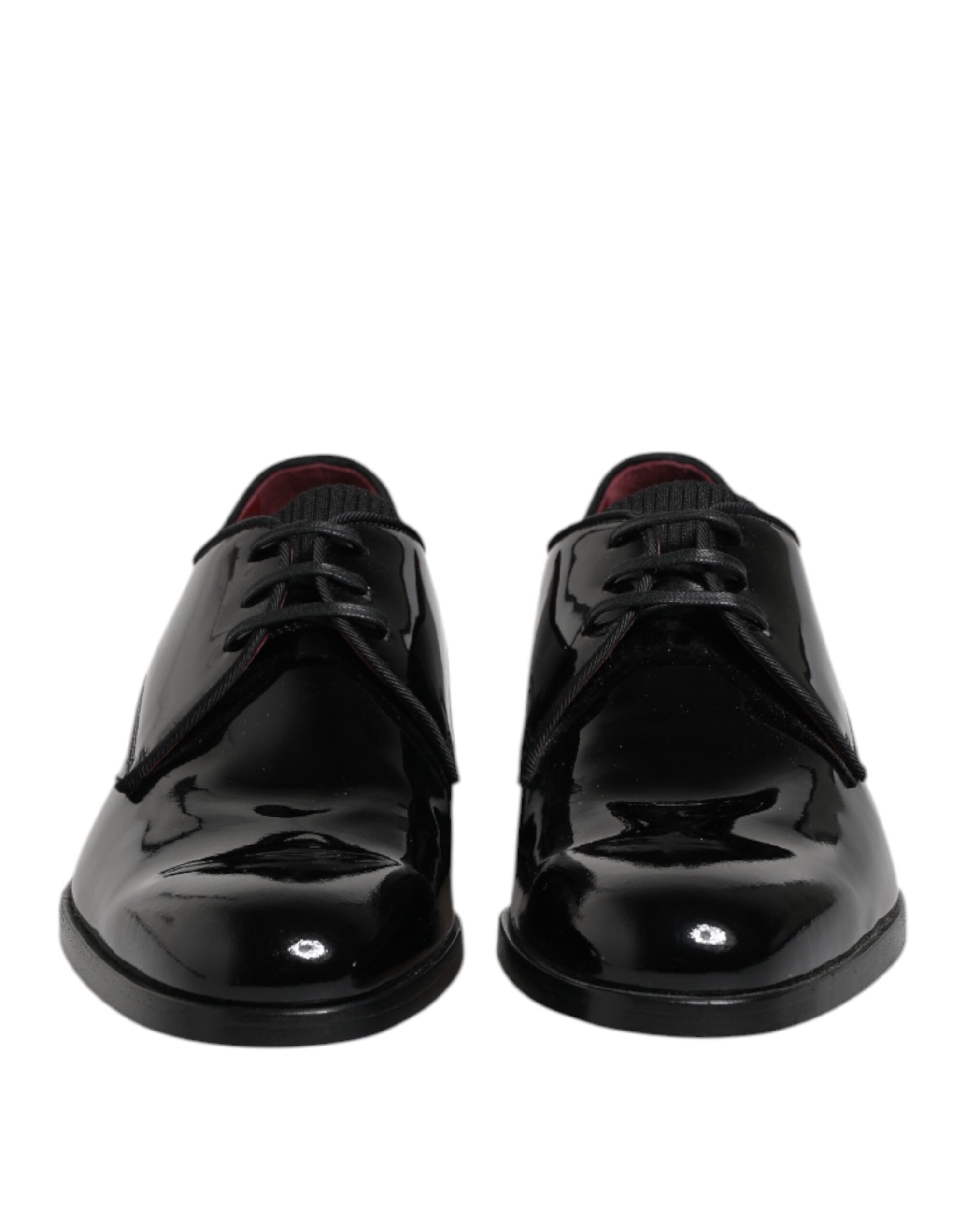Dolce & Gabbana Black Wet-Look Leather Derby Dress Shoes
