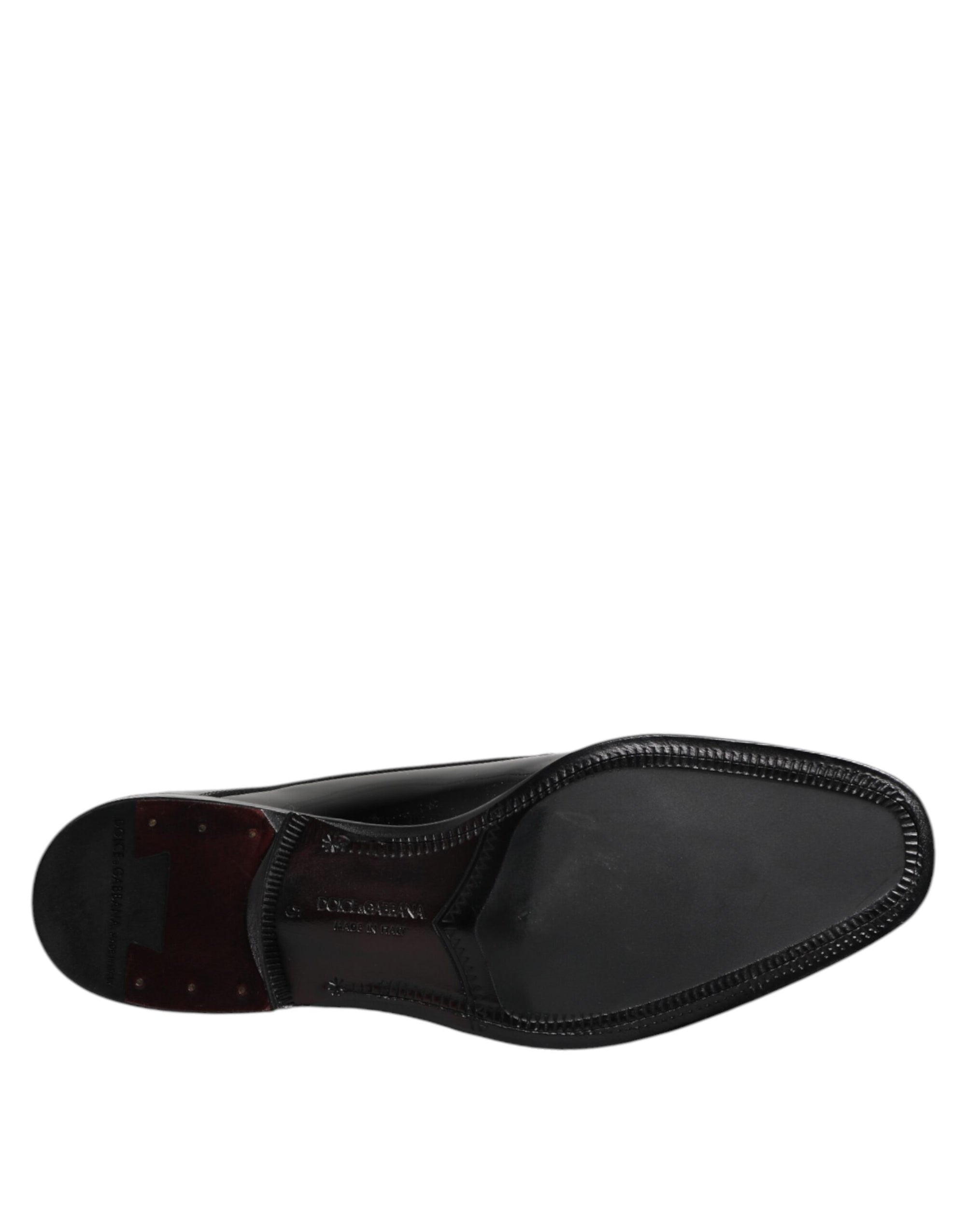 Dolce &amp; Gabbana Black Wet-Look Leather Derby Dress Shoes