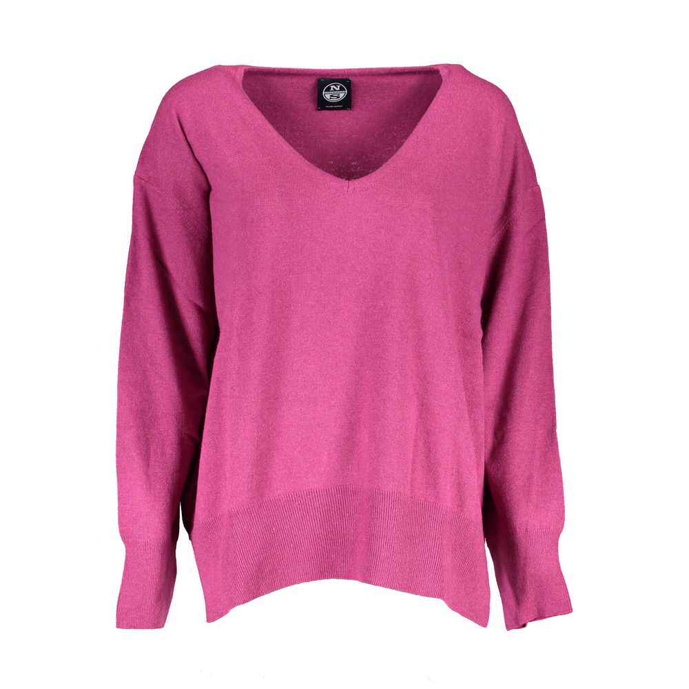 North Sails V-Neck Relaxed Fit Sweater - Fuchsia Pink