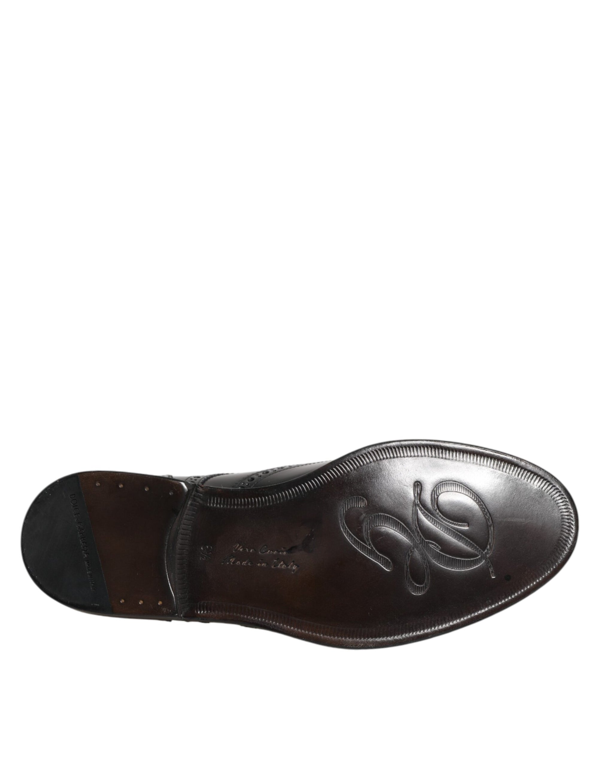 Dolce &amp; Gabbana Black Leather Derby Wingtip Dress Shoes