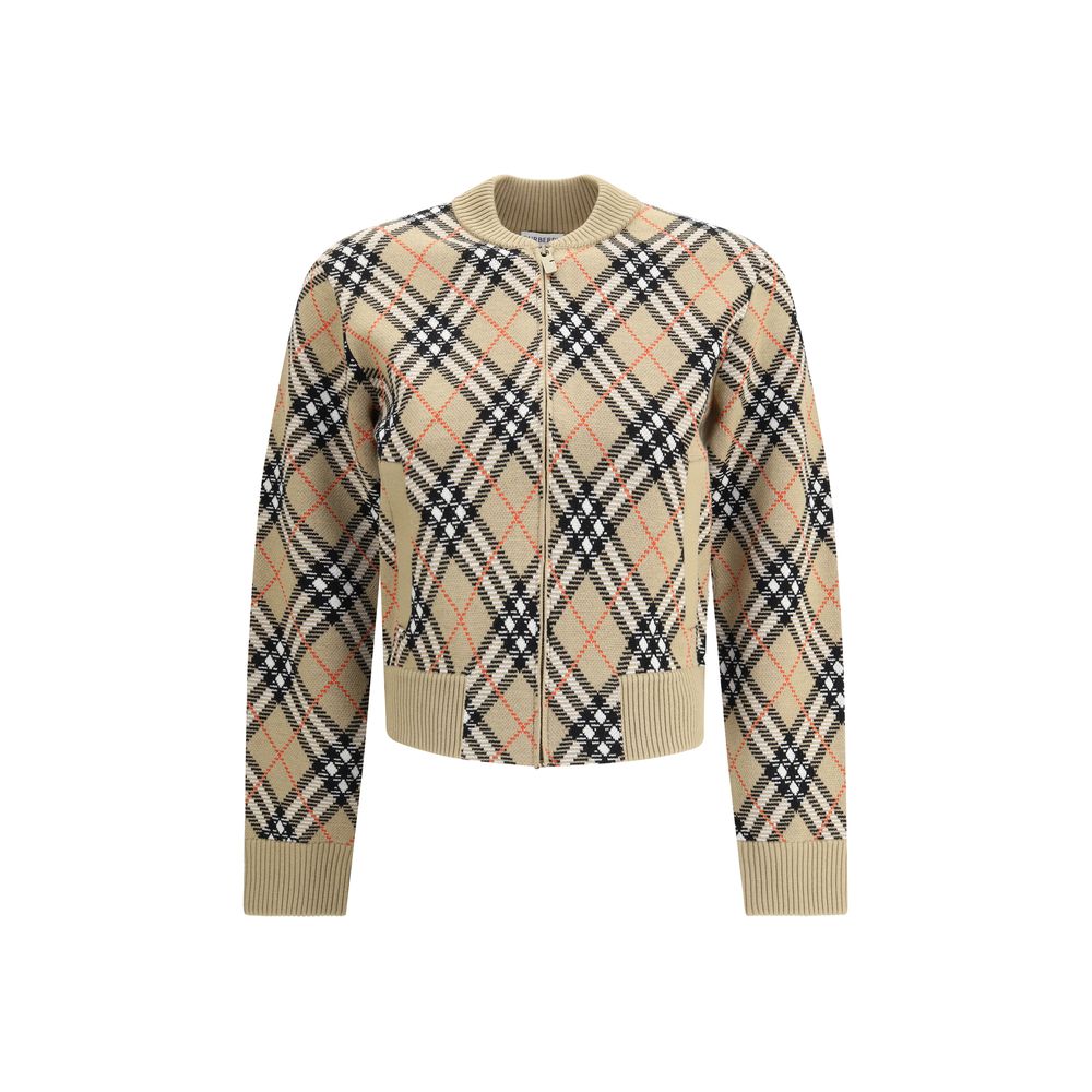 Burberry Check Zip-Up Cardigan