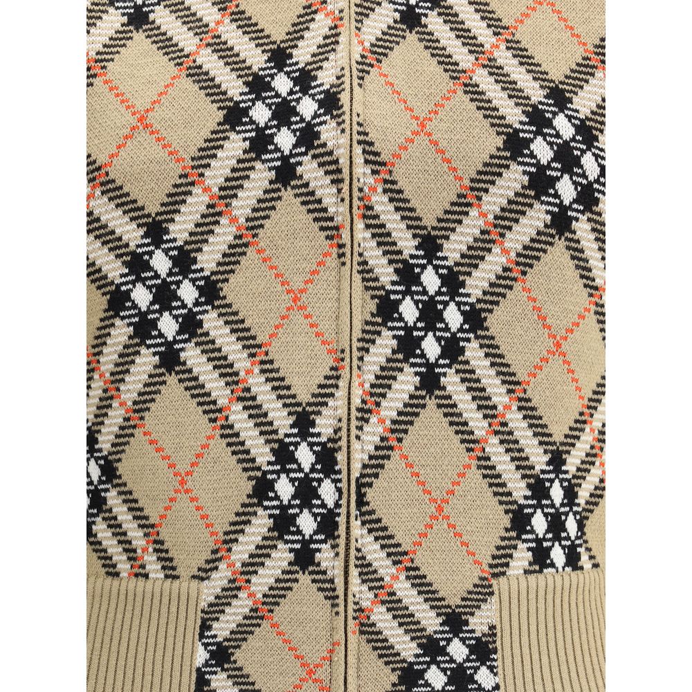Burberry Check Zip-Up Cardigan