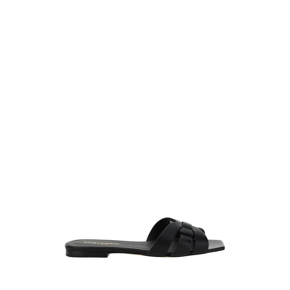 Saint Laurent Black Flat Sandals