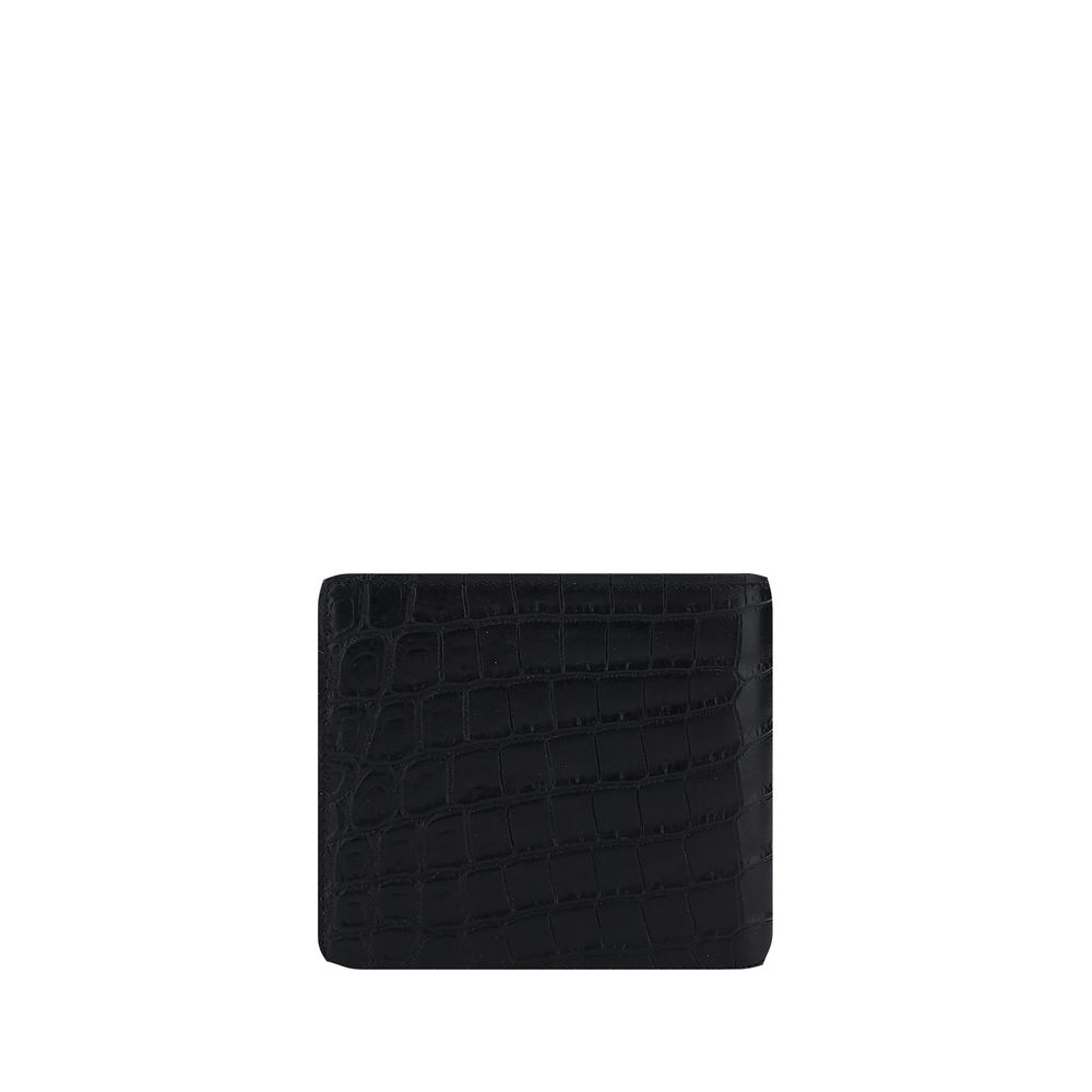 Saint Laurent Crocodile Embossed Leather Wallet - Black