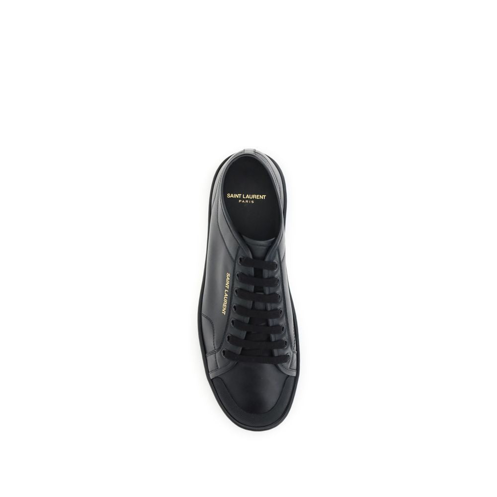Saint Laurent All Black Leather Low Top Sneakers