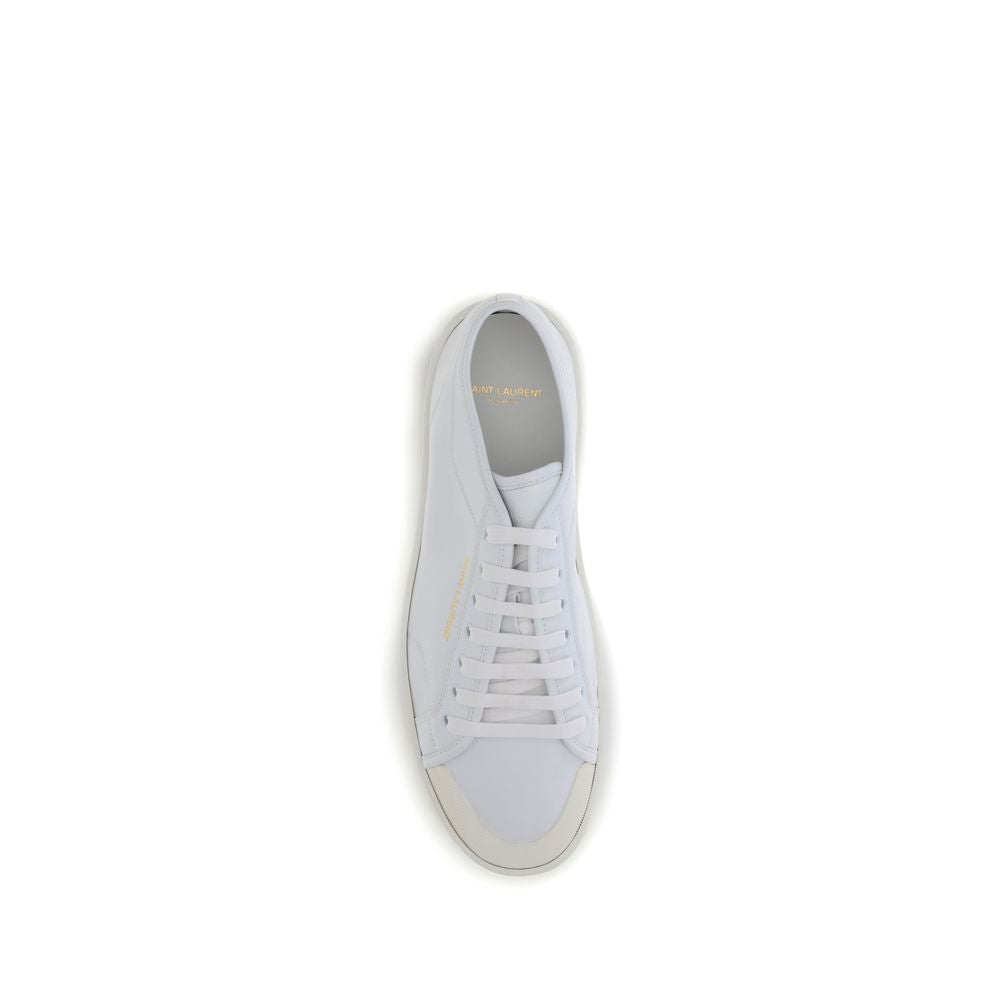 Saint Laurent All White Leather Sneakers