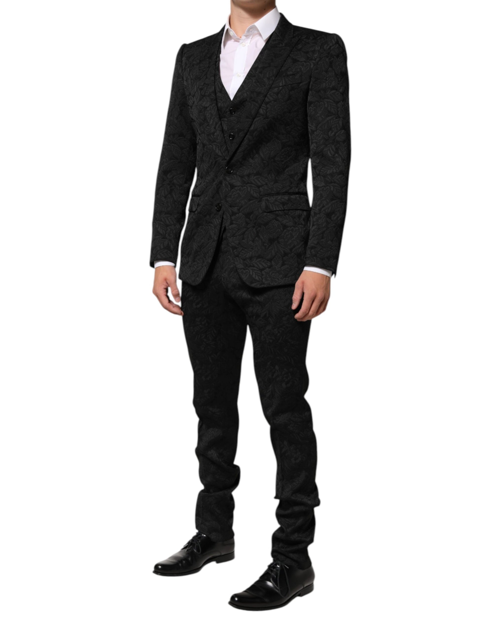 Dolce & Gabbana Blazer & Pants Martini Brocade 3-Piece Suit - Black