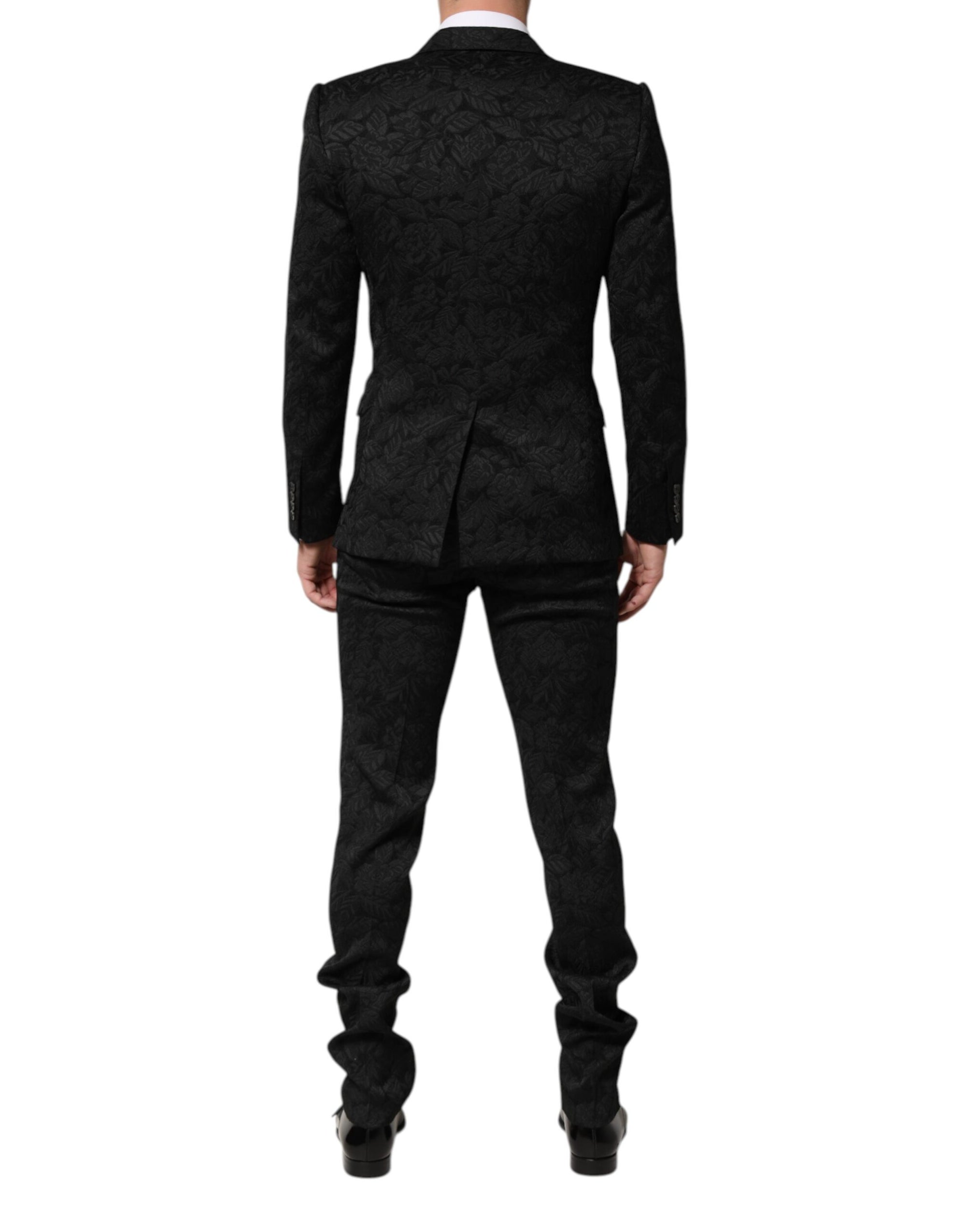 Dolce & Gabbana Blazer & Pants Martini Brocade 3-Piece Suit - Black