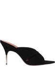 Amina Muaddi Samantha Leather Mule  Sandals - Black