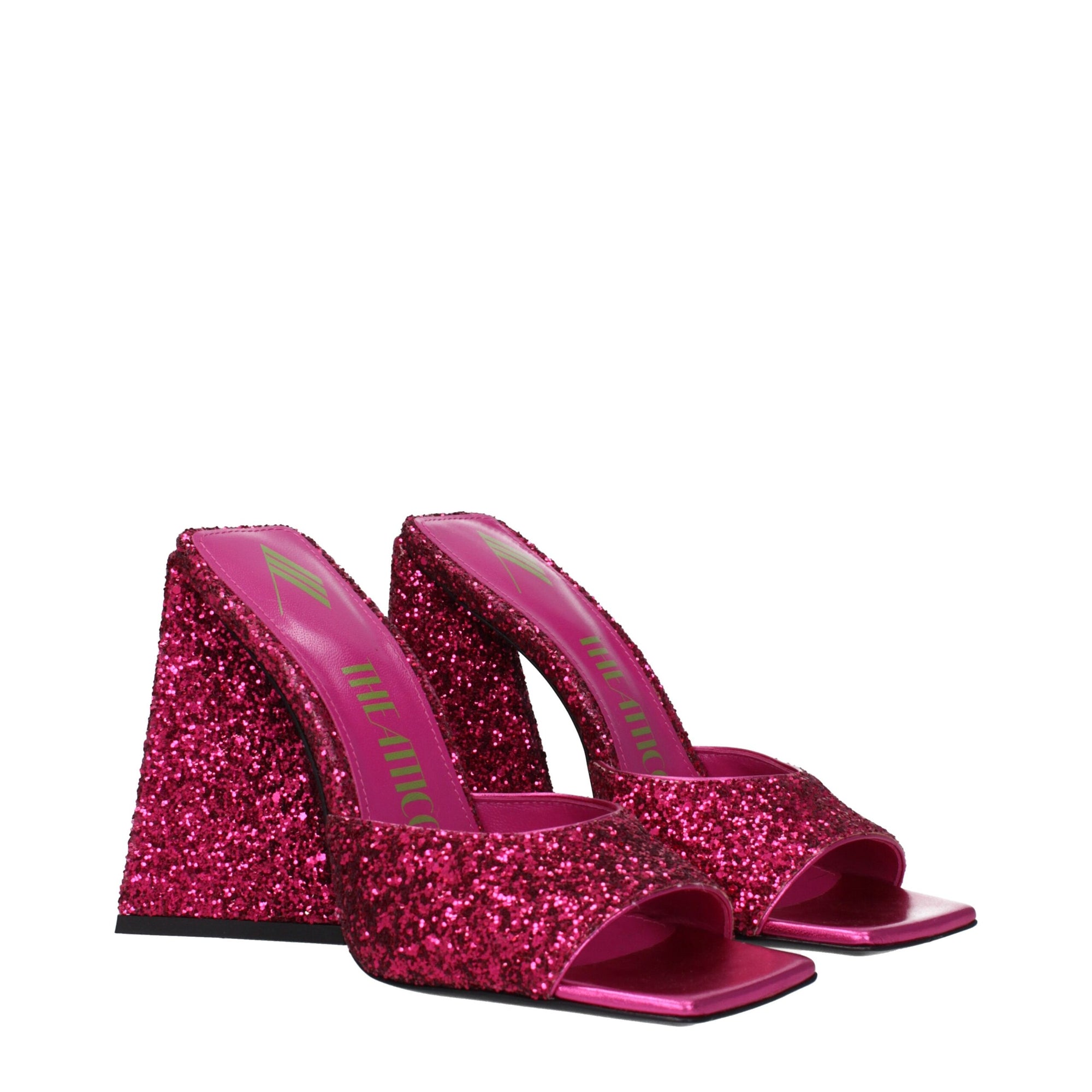 The Attico Devon Glitter Mule Sandals - Fuchsia Pink