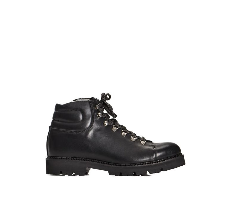 Roberto Pepe Luxury Leather Combat Boots - Black - Made In Italy