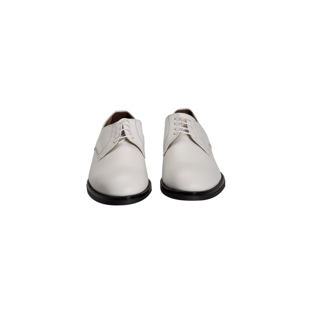 Roberto Pepe Luxury Leather Lace-Up Derby Shoes - White