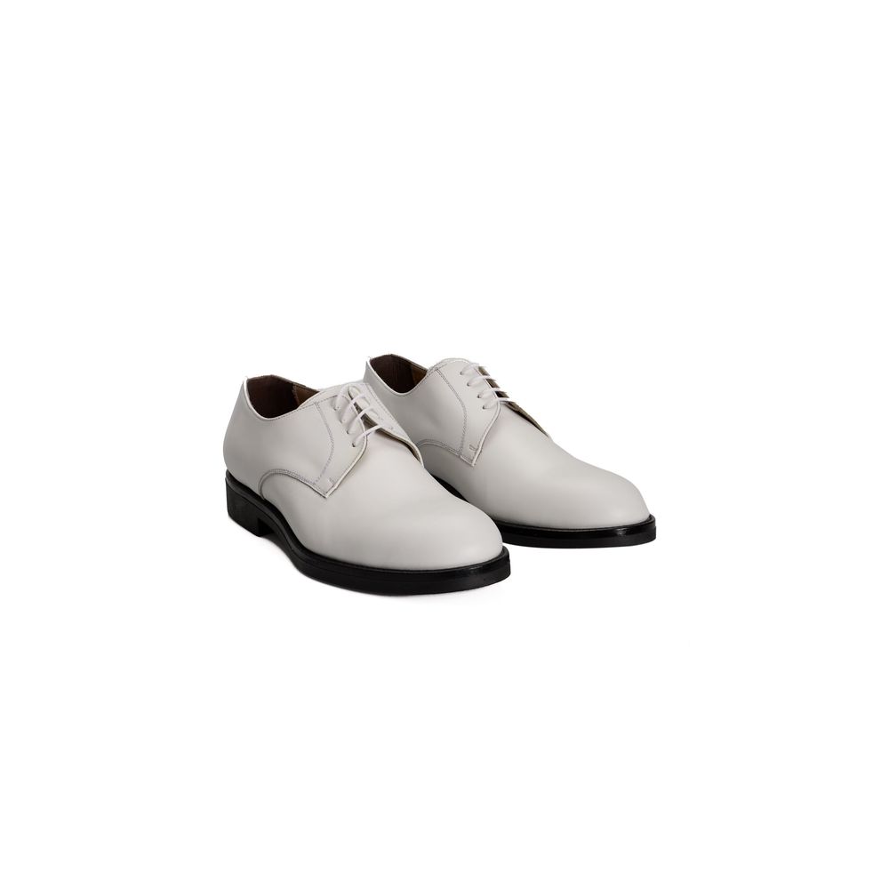 Roberto Pepe Luxury Leather Lace-Up Derby Shoes - White