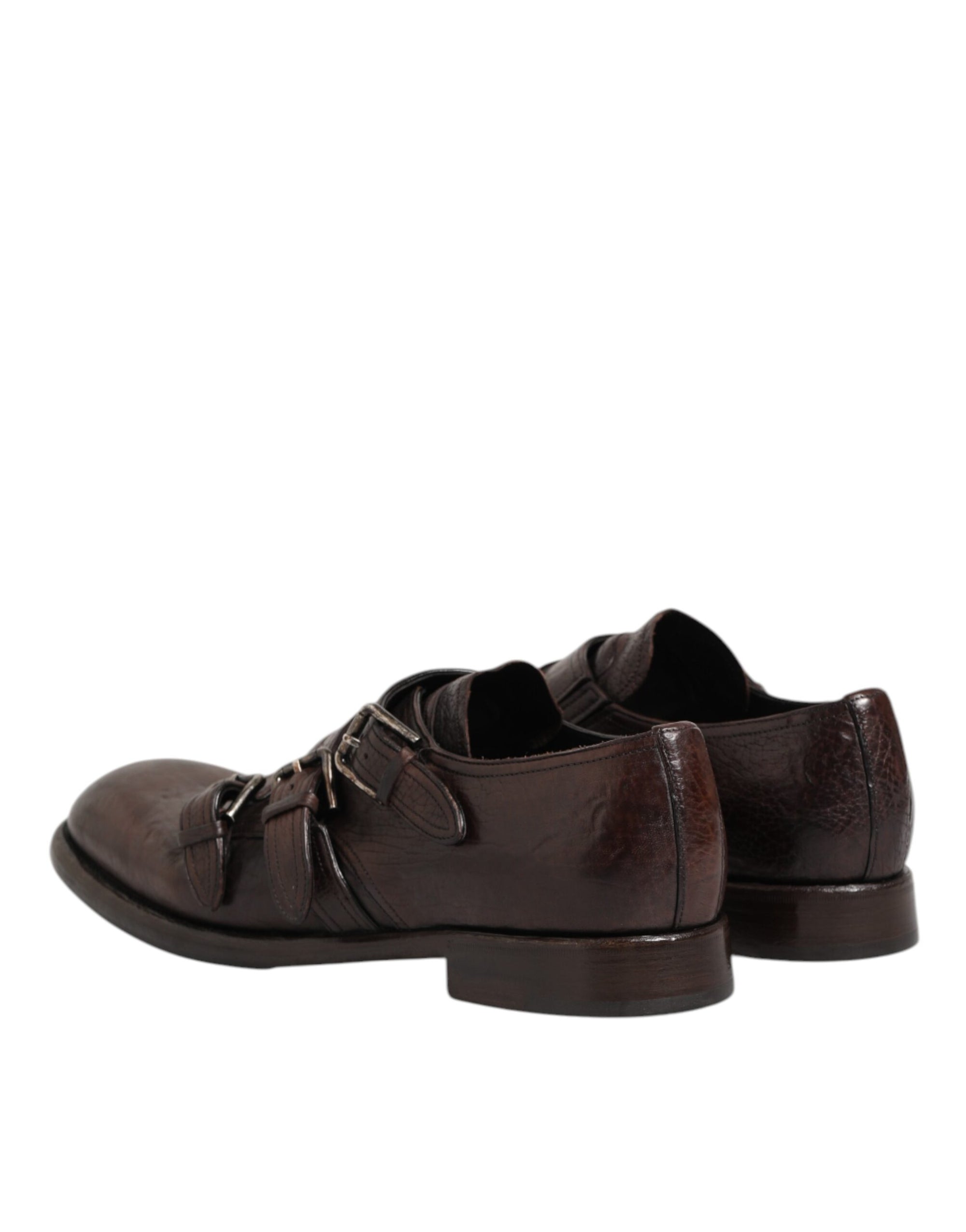Dolce & Gabbana Brown Leather Monk Strap Formal Dress Shoes