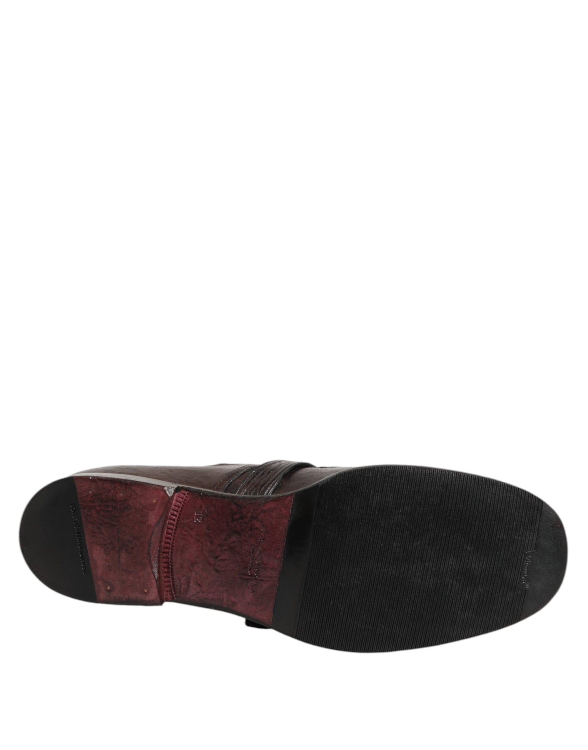 Dolce &amp; Gabbana Brown Leather Monk Strap Formal Dress Shoes