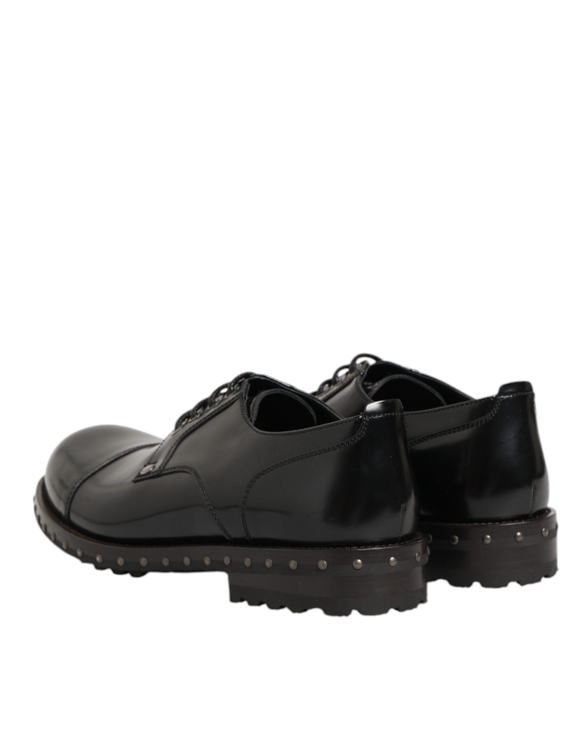 Dolce & Gabbana Black Leather Studded Derby Shoes