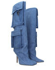 The Attico Knee-High Heavenly Denim Boots