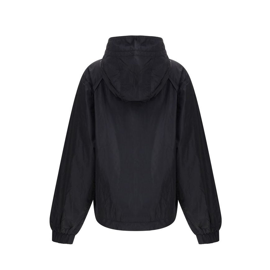 Ganni Logo Hooded Nylon Jacket - Black