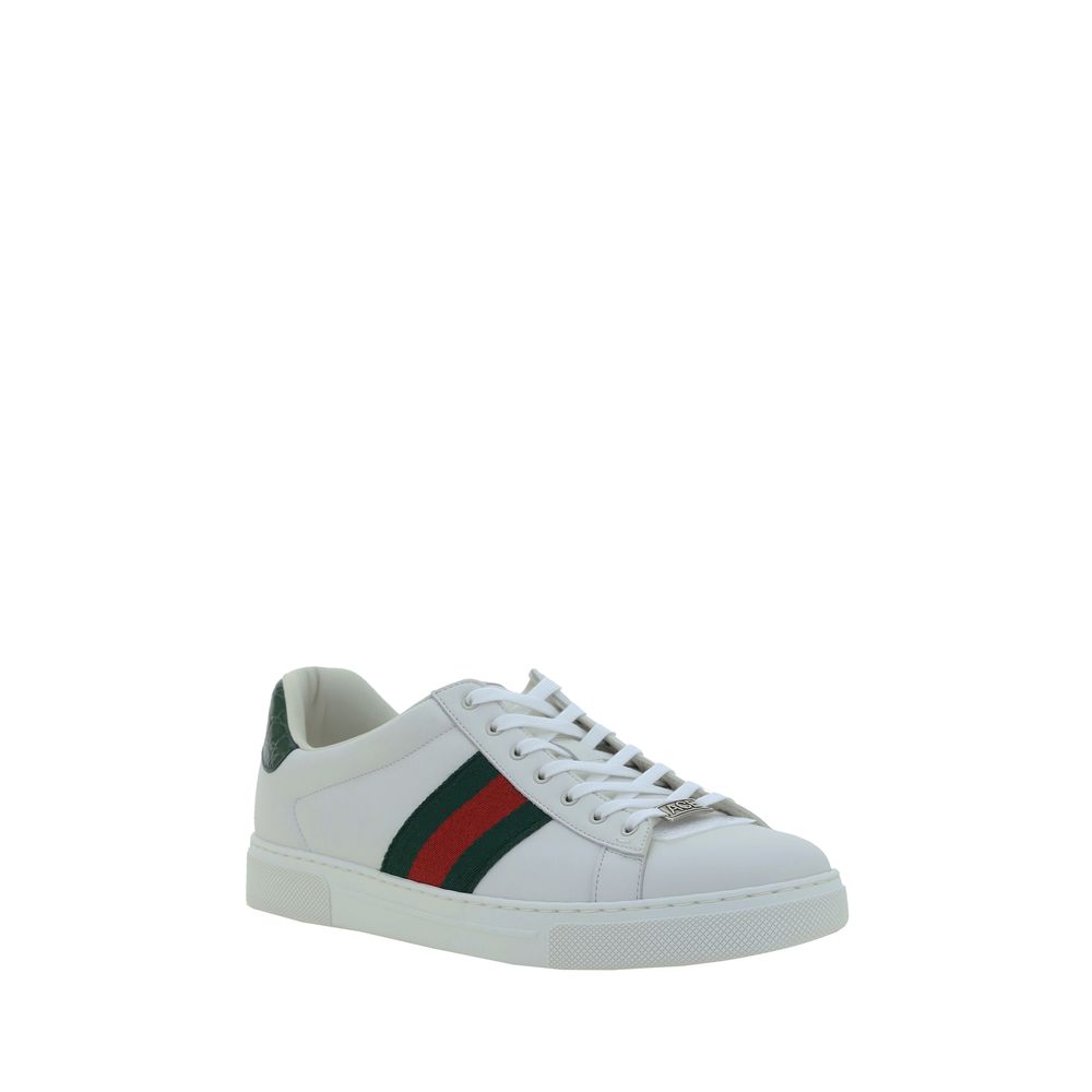 Gucci Leather Low Top Lace-Up Sneakers