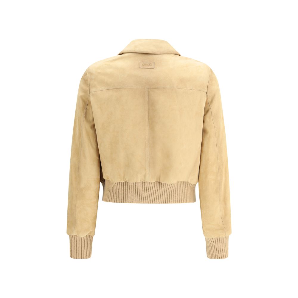 Valstar Cropped Leather Jacket - Beige