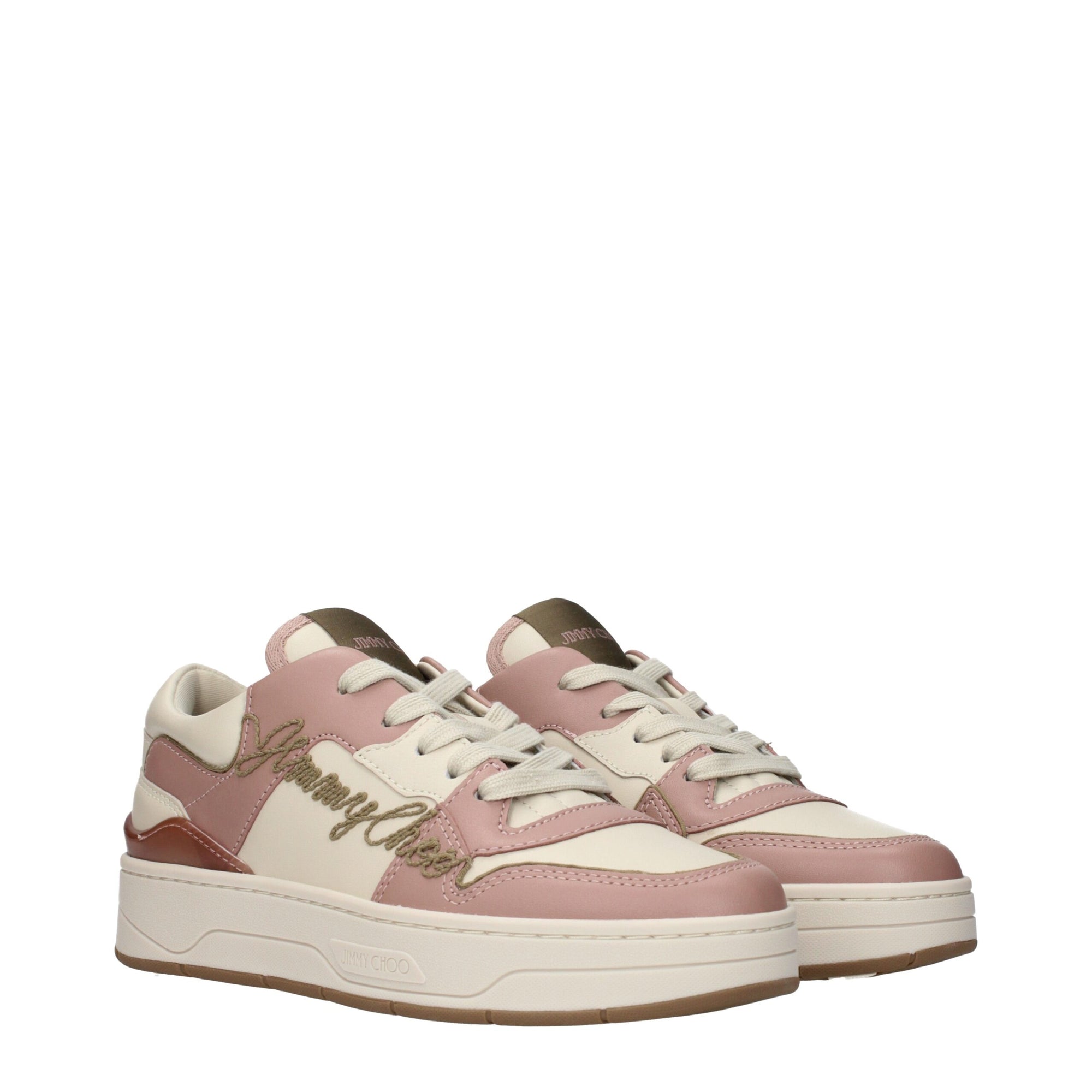 Jimmy Choo Florent Pink Leather Low Top Sneakers