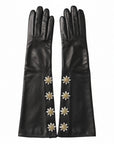 Dolce & Gabbana Embellished Leather Long Gloves - Black