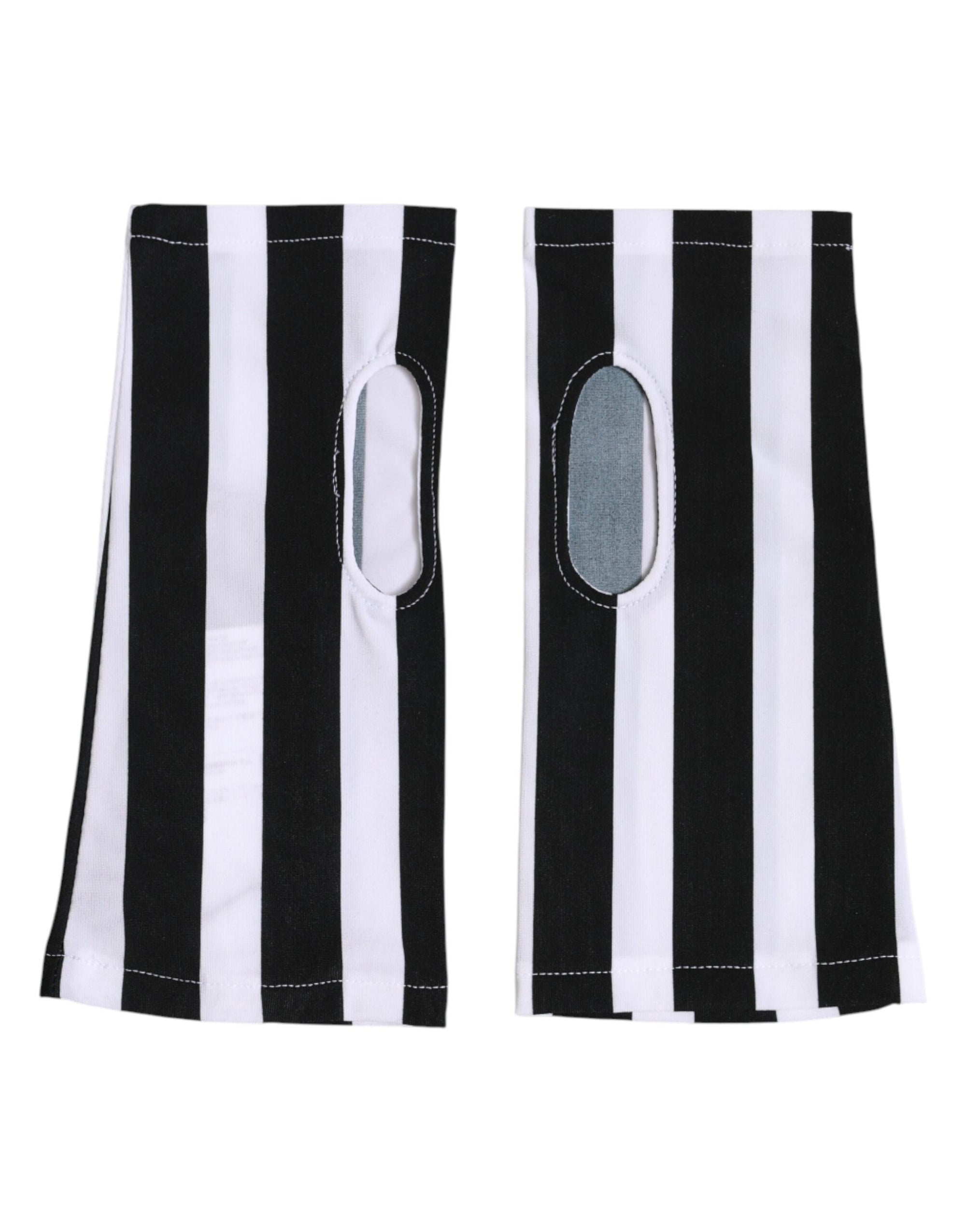 Dolce & Gabbana Striped Wrist Length Gloves - Black & White
