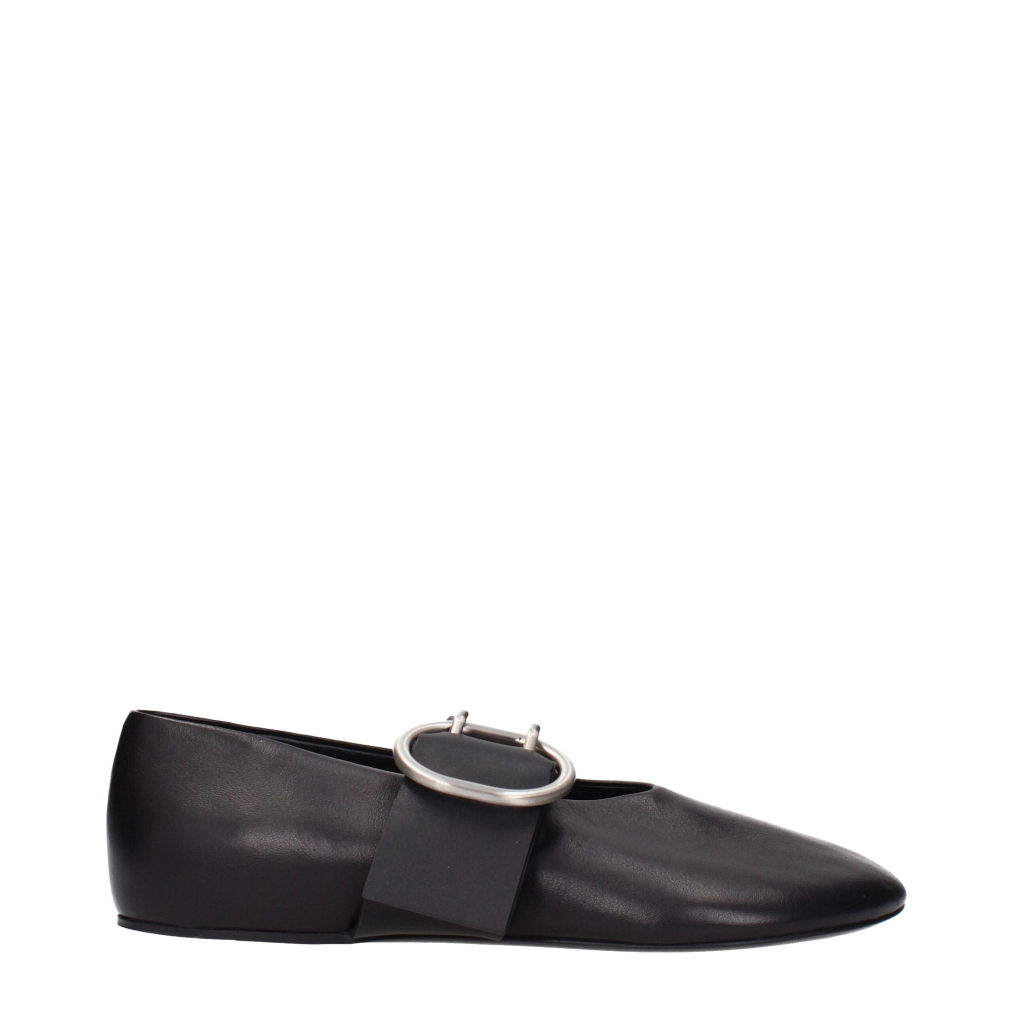 Jil Sander Leather Mary Jane Ballet Flats - Black