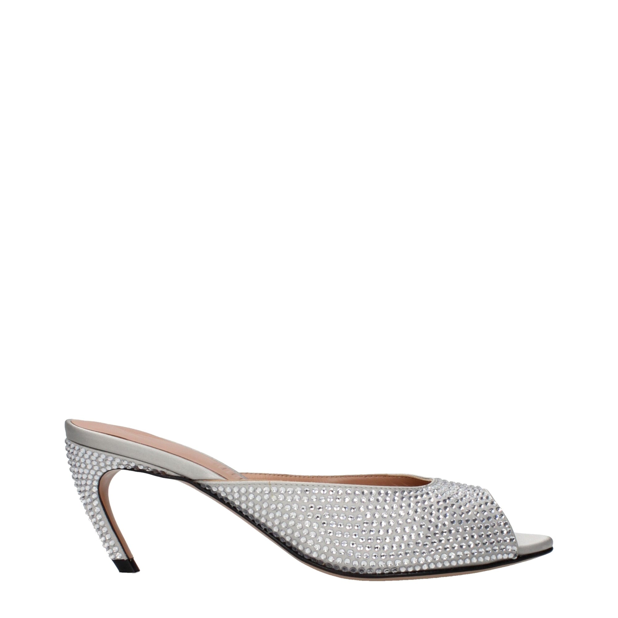 The Attico Ada Embellished Heeled Mule Sandals - Silver