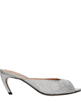 The Attico Ada Embellished Heeled Mule Sandals - Silver