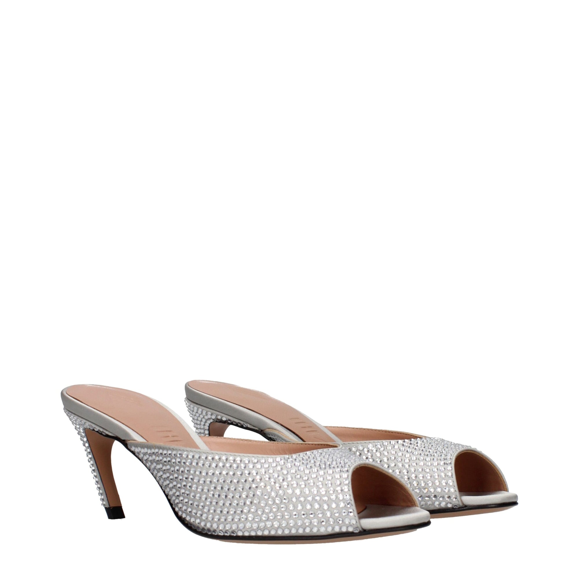 The Attico Ada Embellished Heeled Mule Sandals - Silver