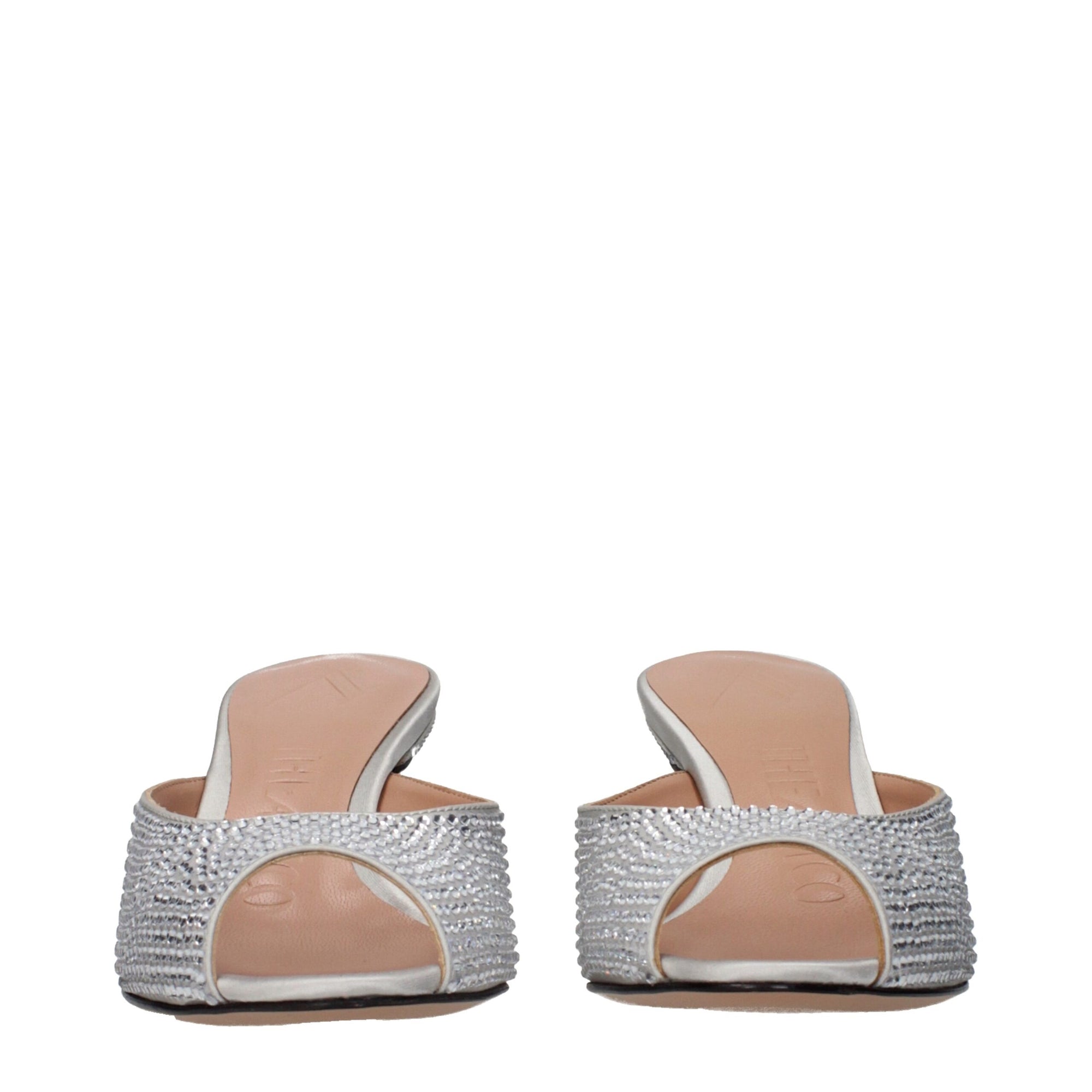 The Attico Ada Embellished Heeled Mule Sandals - Silver