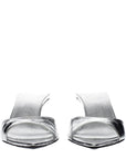 The Attico Bes Leather Heeled Mule Sandals - Silver