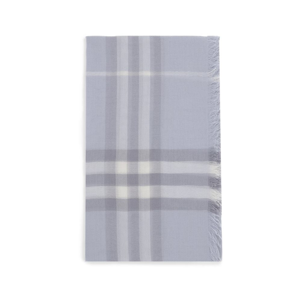 Burberry Checkered Wool Scarf - Light Blue