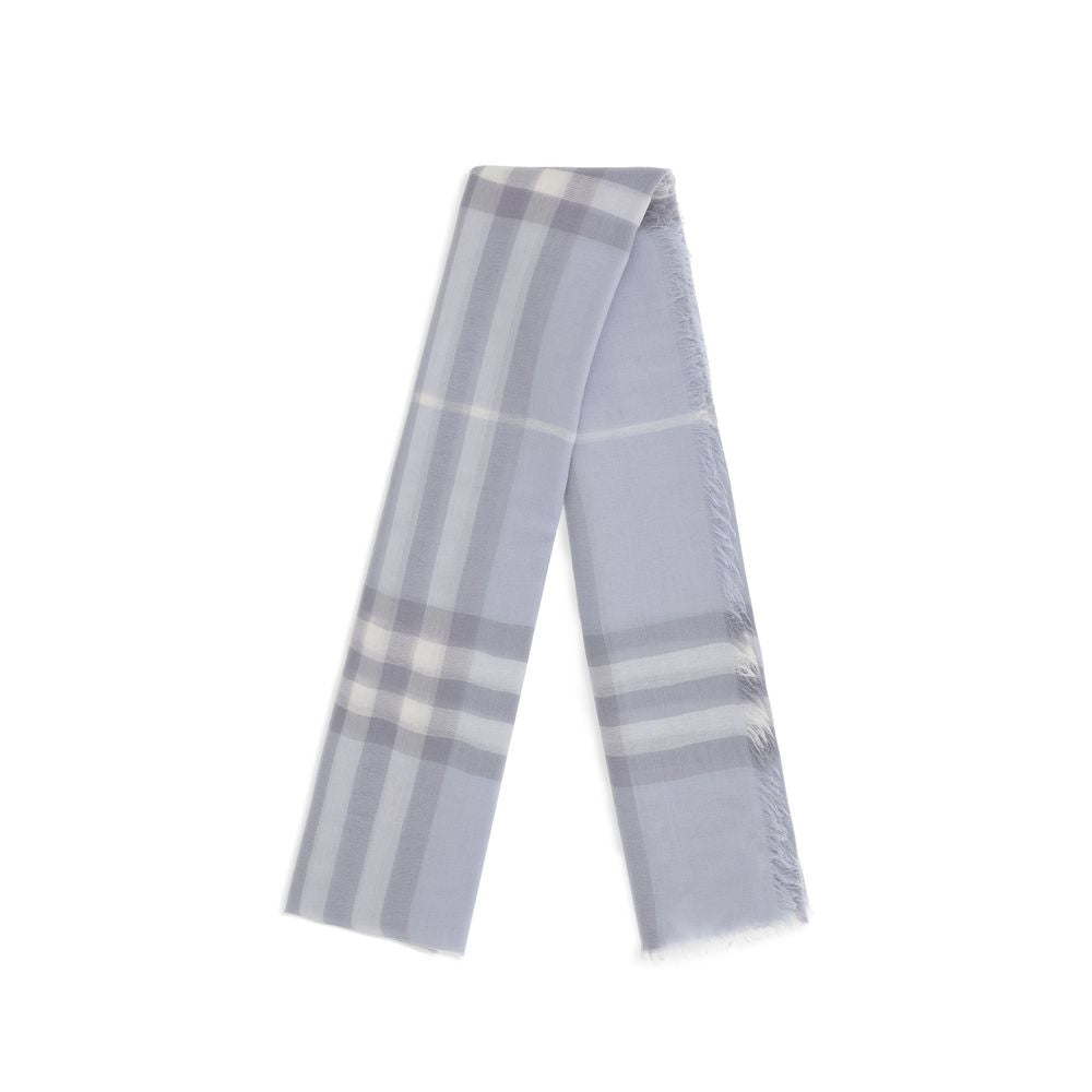 Burberry Checkered Wool Scarf - Light Blue