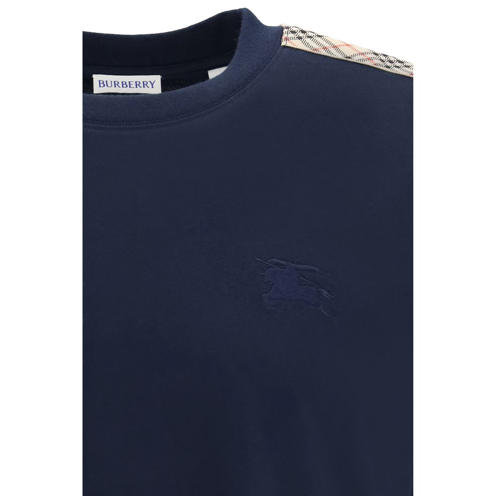Burberry Checkered Shoulder Blue T-Shirt