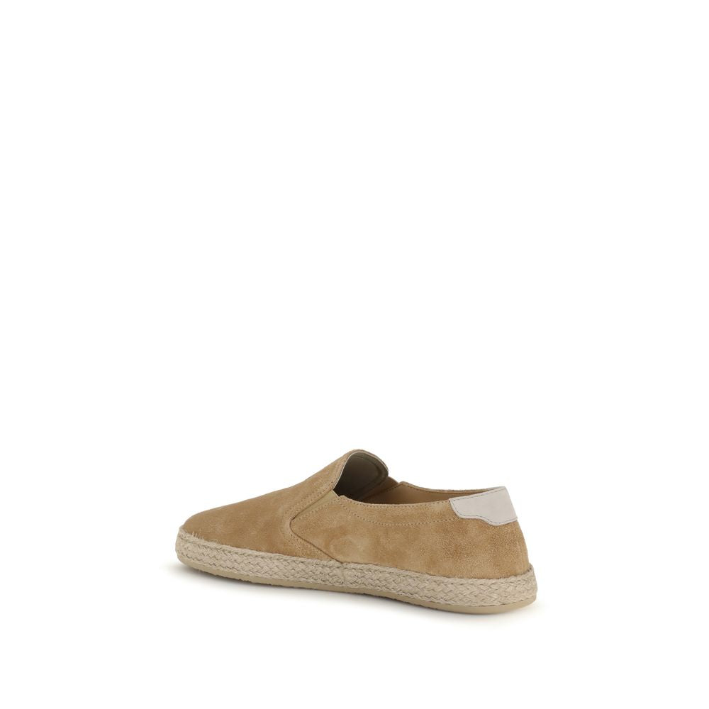 Brunello Cucinelli Beige Suede Leather Espadrilles
